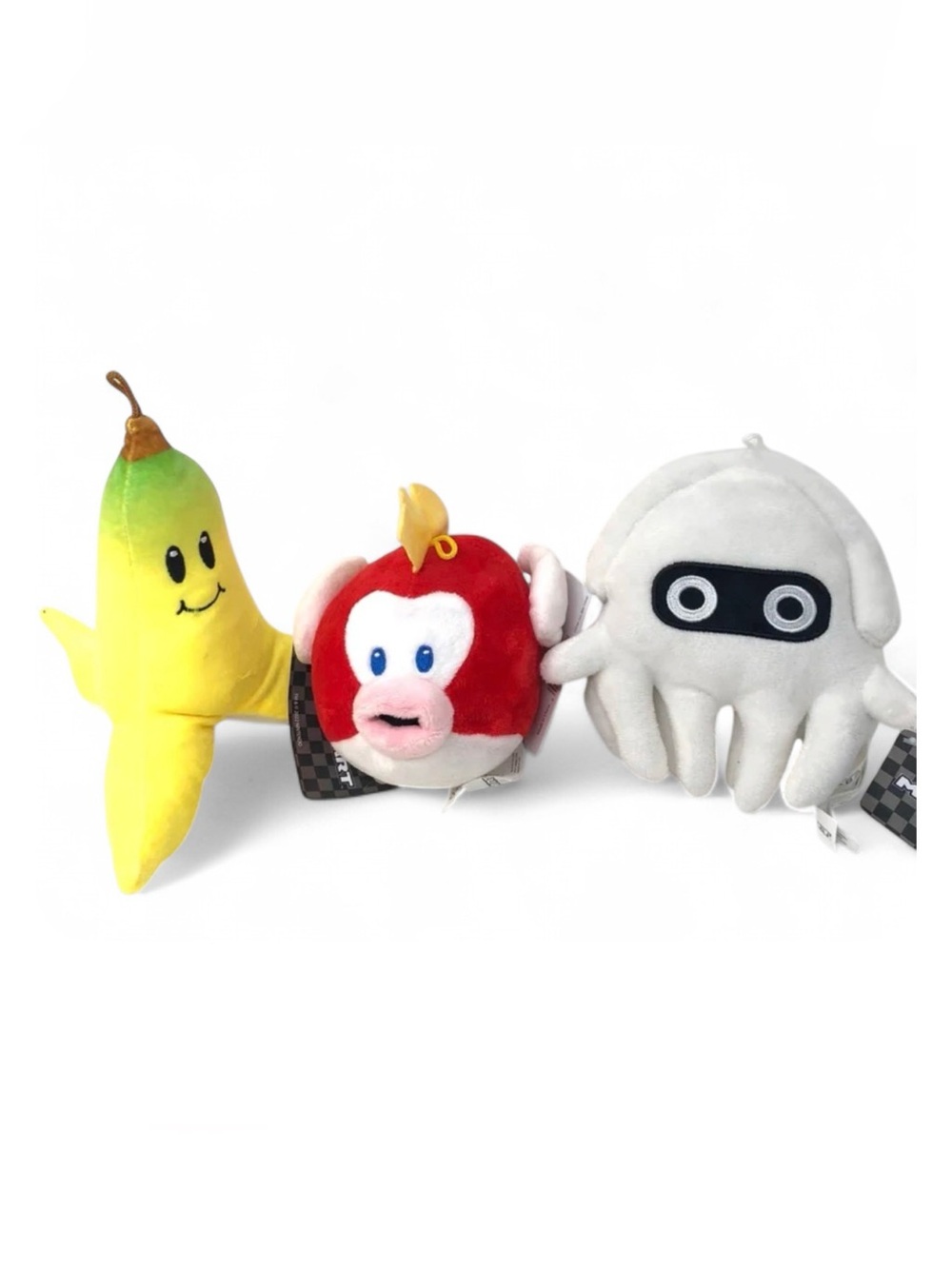 Set of 3 Super Mario Kart Mocchi Mocchi Banana,Flying Fish and Squid Plush 4”-6”